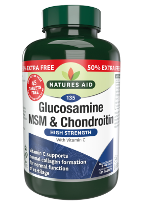 Natures Aid Glucosamine, MSM & Chondroitin 135 tabs (90+45 Free)
