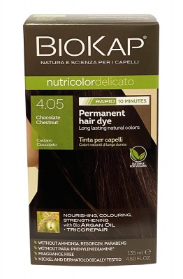 BioKap Nutricolor Delicato RAPID Chocolate Chestnut 4.05 Permanent Hair Dye 135ml