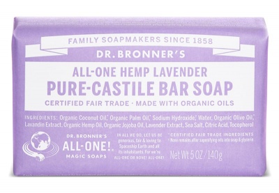 Dr Bronners Lavender Pure Castile Soap Bar 140g