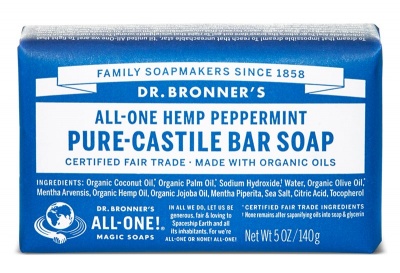 Dr Bronners Peppermint Pure Castile Soap Bar 140g