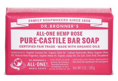 Dr Bronners Rose Pure Castile Soap Bar 140g