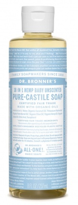 Dr Bronners Baby Mild Unscented Castile Liquid Soap 237ml