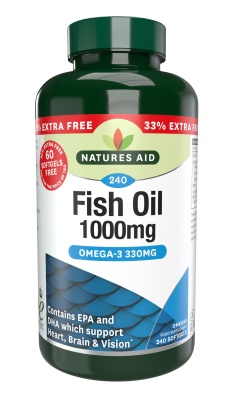 Natures Aid Fish Oil 1000mg 240 Softgels Extra Fill (180 + 60 FREE)