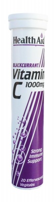 Health Aid Vitamin C 1000mg Effervescent Blackcurrant 20 tabs