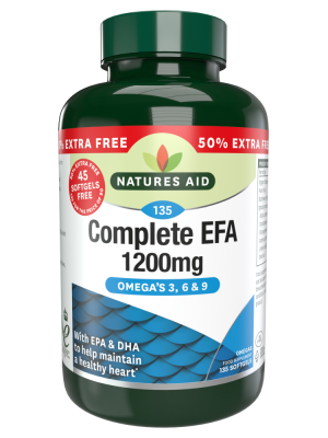 Natures Aid Complete EFA (Omega 3, 6+9) 1200mg 135 Softgels (90+45 Free)