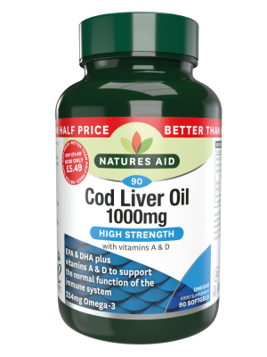 Natures Aid Cod Liver Oil 1000mg 90 caps Better Than Half Price