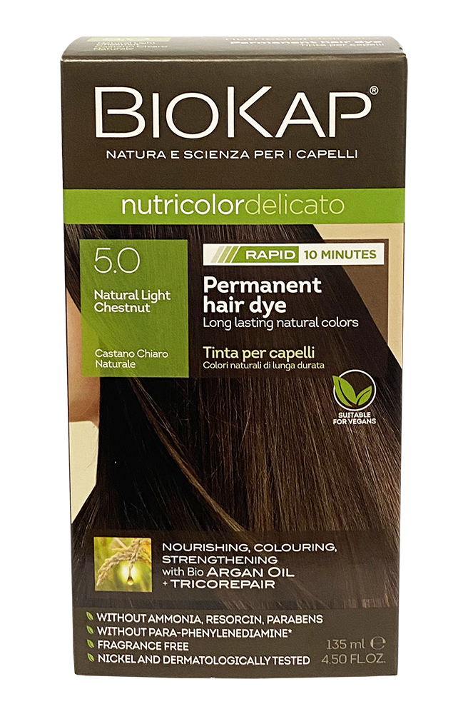 BioKap Nutricolor Delicato RAPID Natural Light Chestnut 5.0 Permanent Hair Dye 135ml