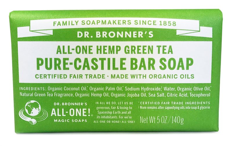 Dr Bronners Green Tea Castile Soap Bar 140g