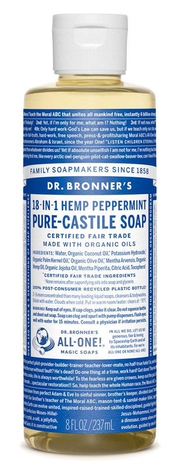 Dr Bronners Peppermint Castile Liquid Soap 237ml