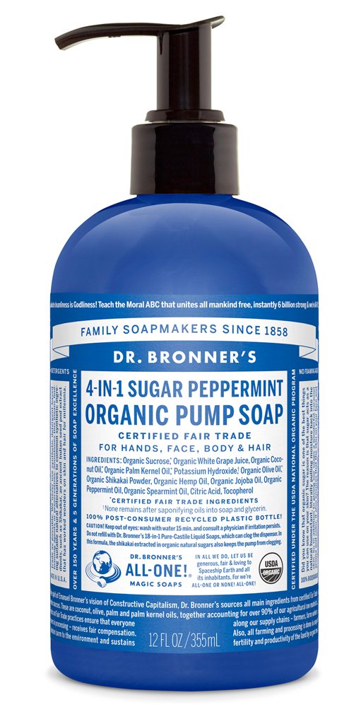 Dr Bronners Peppermint Organic Pump Soap 355ml