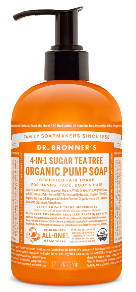 Dr Bronners Tea Tree Sugar Pump Soap 355ml