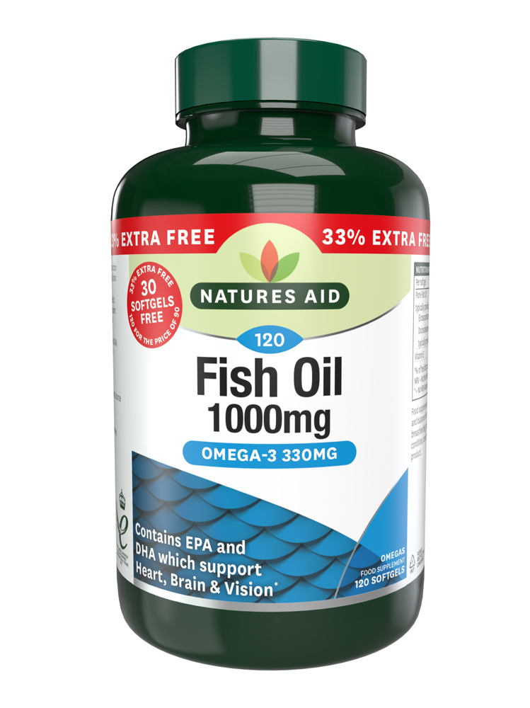 Natures Aid Fish Oil 1000mg 120 Softgels (90+30 Free)