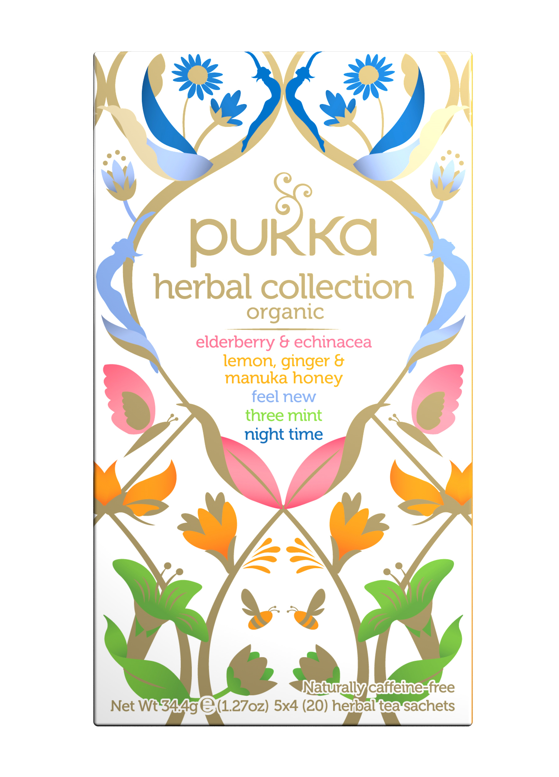 Pukka Three Mint Organic Herbal Tea, Peppermint, Caffeine-Free, Tea Bags 20  Count Box