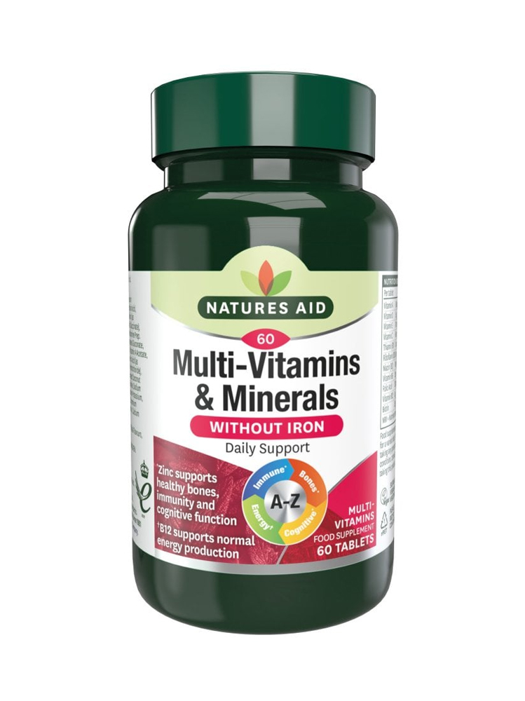 Natures Aid Multi-Vitamins & Minerals (without Iron) 60 tabs
