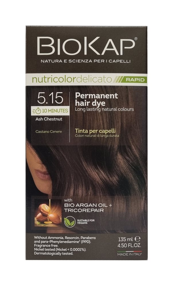 BioKap Nutricolor Delicato RAPID Ash 5.15 Chestnut Permanent Hair Dye 135ml