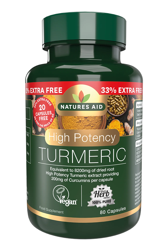 Natures Aid Turmeric 8200mg 80 caps (60+20 Free) Natural Health Products